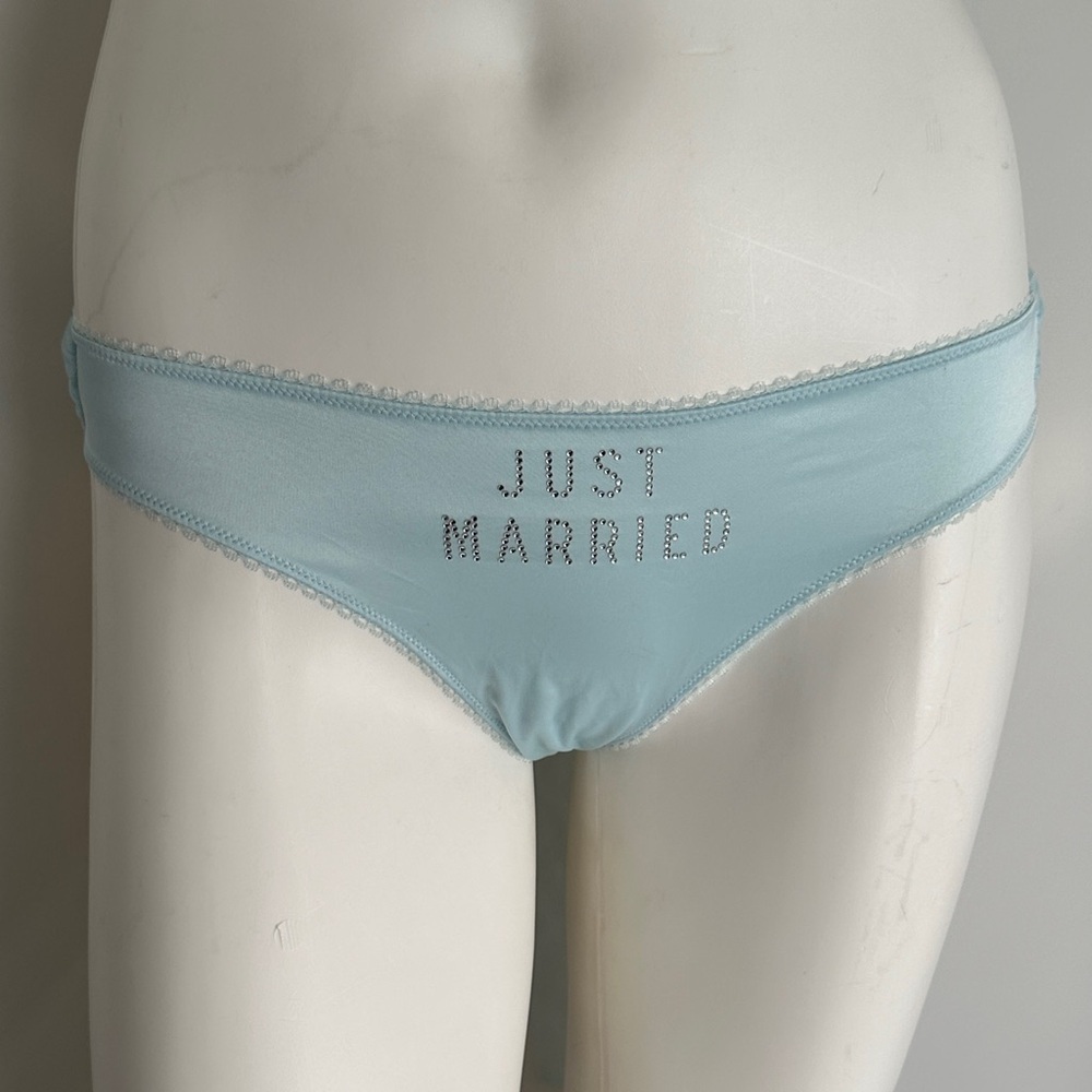 Victoria’s Secret I Do collection light blue satin and lace Married bridal panty